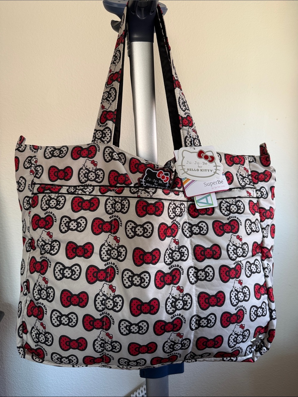 Ju-Ju-Be SuperBe Tote in Red, Black & White Hello Kitty Bow Print